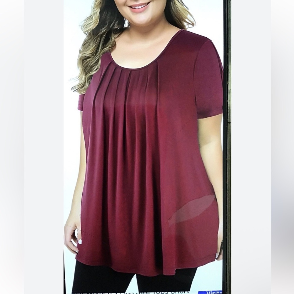 Chic Maroon Pleated Blouse